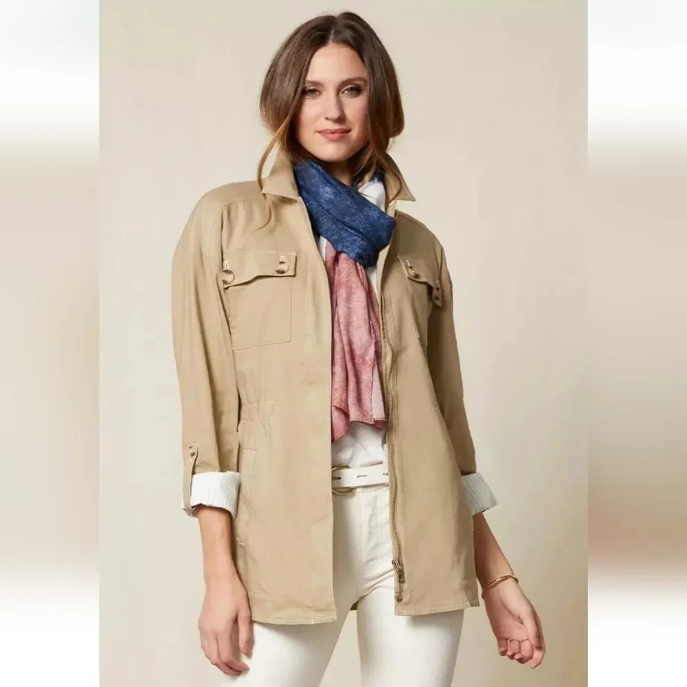 Matilda Jane Jacket Womens Size M Linen Rayon Good Hart GH Memphis Cargo Tan